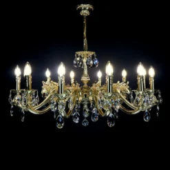 Casa Padrino Luxus Barock Kristall Kronleuchter Gold Ø 76 x H. 47 cm - Prunkvolle Messing Kronleuchter mit böhmischem Kristallglas - Barock Möbel - Edel & Prunkvoll