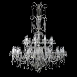 Casa Padrino Luxus Barock Kristall Kronleuchter Silber Ø 118 x H. 155 cm - Prunkvolle Messing Kronleuchter mit böhmischem Kristallglas - Barock Möbel - Edel & Prunkvoll