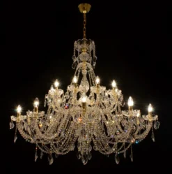 Casa Padrino Luxus Barock Kristall Kronleuchter Gold Ø 130 x H. 110 cm - Prunkvolle Messing Kronleuchter mit böhmischem Kristallglas - Barock Möbel - Edel & Prunkvoll