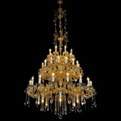 Casa Padrino Luxus Barock Kristall Kronleuchter Gold Ø 120 x H. 250 cm - Prunkvolle Messing Kronleuchter mit böhmischem Kristallglas - Barock Möbel - Edel & Prunkvoll