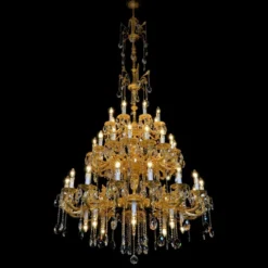 Casa Padrino Luxus Barock Kristall Kronleuchter Gold Ø 120 x H. 250 cm - Prunkvolle Messing Kronleuchter mit böhmischem Kristallglas - Barock Möbel - Edel & Prunkvoll