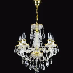 Casa Padrino Luxus Barock Kristall Kronleuchter Gold Ø 50 x H. 54 cm - Prunkvolle Messing Kronleuchter mit böhmischem Kristallglas - Barock Möbel - Edel & Prunkvoll