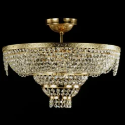 Casa Padrino Luxus Barock Kristall Kronleuchter Gold Ø 40 x H. 25 cm - Prunkvolle Messing Kronleuchter mit böhmischem Kristallglas - Barock Möbel - Edel & Prunkvoll
