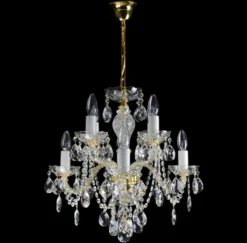 Casa Padrino Luxus Barock Kristall Kronleuchter Gold Ø 48 x H. 50 cm - Prunkvolle Messing Kronleuchter mit böhmischem Kristallglas - Barock Möbel - Edel & Prunkvoll