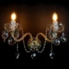 Casa Padrino Luxus Barock Kristall Wandleuchte Gold 40 x 20 x H. 24 cm - Prunkvolle Messing Wandleuchte mit böhmischem Kristallglas - Barock Möbel - Edel & Prunkvoll