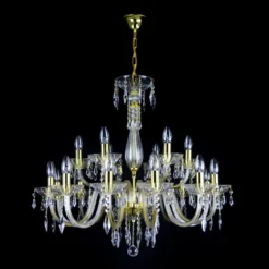 Casa Padrino Luxus Barock Kristall Kronleuchter Gold Ø 78 x H. 72 cm - Prunkvolle Messing Kronleuchter mit böhmischem Kristallglas - Barock Möbel - Edel & Prunkvoll