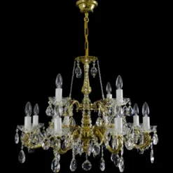 Casa Padrino Luxus Barock Kristall Kronleuchter Gold Ø 68 x H. 62 cm - Prunkvolle Messing Kronleuchter mit böhmischem Kristallglas - Barock Möbel - Edel & Prunkvoll