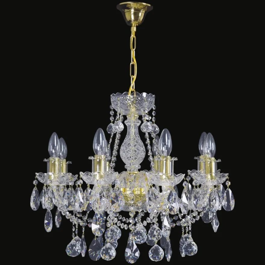 Casa Padrino Luxus Barock Kristall Kronleuchter Gold Ø 56 x H. 50 cm - Prunkvolle Messing Kronleuchter mit böhmischem Kristallglas - Barock Möbel - Edel & Prunkvoll
