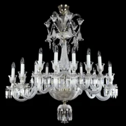 Casa Padrino Luxus Barock Kristall Kronleuchter Silber Ø 99 x H. 90 cm - Prunkvolle Messing Kronleuchter mit böhmischem Kristallglas - Barock Möbel - Edel & Prunkvoll
