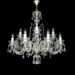 Casa Padrino Luxus Barock Kristall Kronleuchter Silber Ø 75 x H. 75 cm - Prunkvolle Messing Kronleuchter mit böhmischem Kristallglas - Barock Möbel - Edel & Prunkvoll
