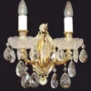 Casa Padrino Luxus Barock Kristallglas Doppel Wandleuchte Gold H. 28 cm
