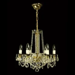 Casa Padrino Luxus Barock Kristall Kronleuchter Gold Ø 55 x H. 50 cm - Prunkvolle Messing Kronleuchter mit böhmischem Kristallglas - Barock Möbel - Edel & Prunkvoll