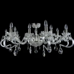 Casa Padrino Luxus Barock Kristall Deckenleuchte Silber Ø 107 x H. 42 cm - Prunkvolle Messing Deckenleuchte mit böhmischem Kristallglas - Barock Möbel - Edel & Prunkvoll