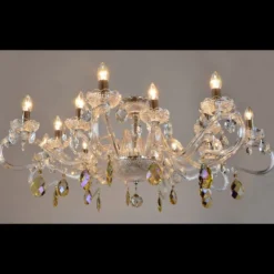 Casa Padrino Luxus Barock Kristall Deckenleuchte Silber Ø 107 x H. 42 cm - Prunkvolle Messing Deckenleuchte mit böhmischem Kristallglas - Barock Möbel - Edel & Prunkvoll