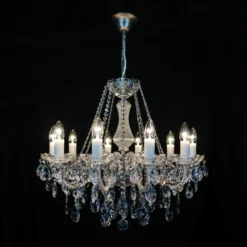 Casa Padrino Luxus Barock Kristall Kronleuchter Silber Ø 66 x H. 68 cm - Prunkvolle Messing Kronleuchter mit böhmischem Kristallglas - Barock Möbel - Edel & Prunkvoll