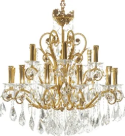 Casa Padrino Luxus Barock Kristall Kronleuchter Gold Ø 90 x H. 75 cm - Prunkvoller Messing Kronleuchter mit edlem Kristallglas - Edel & Prunkvoll