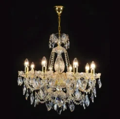 Casa Padrino Luxus Barock Kristall Kronleuchter Gold Ø 70 x H. 65 cm - Prunkvolle Messing Kronleuchter mit böhmischem Kristallglas - Barock Möbel - Edel & Prunkvoll