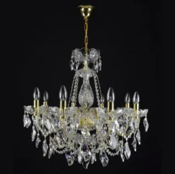 Casa Padrino Luxus Barock Kristall Kronleuchter Gold Ø 70 x H. 65 cm - Prunkvolle Messing Kronleuchter mit böhmischem Kristallglas - Barock Möbel - Edel & Prunkvoll