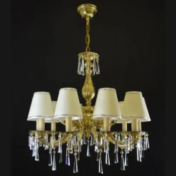 Casa Padrino Luxus Barock Kristall Kronleuchter Gold Ø 70 x H. 65 cm - Prunkvolle Messing Kronleuchter mit böhmischem Kristallglas - Barock Möbel - Edel & Prunkvoll