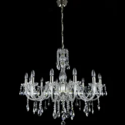 Casa Padrino Luxus Barock Kristall Kronleuchter Silber Ø 83 x H. 77 cm - Prunkvolle Messing Kronleuchter mit böhmischem Kristallglas - Barock Möbel - Edel & Prunkvoll