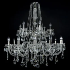 Casa Padrino Luxus Barock Kristall Kronleuchter Silber Ø 92 x H. 95 cm - Prunkvolle Messing Kronleuchter mit böhmischem Kristallglas - Barock Möbel - Edel & Prunkvoll