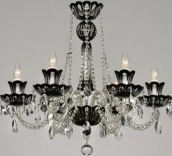 Casa Padrino Luxus Barock Kristall Kronleuchter Schwarz Ø 70 x H. 62 cm - Hotel & Restaurant Kronleuchter - Barock Leuchten - Edel & Prunkvoll