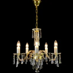 Casa Padrino Luxus Barock Kristall Kronleuchter Gold Ø 56 x H. 50 cm - Prunkvolle Messing Kronleuchter mit böhmischem Kristallglas - Barock Möbel - Edel & Prunkvoll