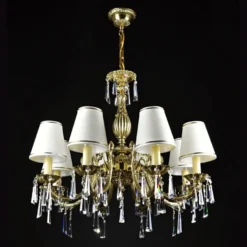 Casa Padrino Luxus Barock Kristall Kronleuchter Gold Ø 70 x H. 65 cm - Prunkvolle Messing Kronleuchter mit böhmischem Kristallglas - Barock Möbel - Edel & Prunkvoll