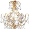 Casa Padrino Luxus Barock Kristall Kronleuchter Gold mit Patina Ø 40 x H. 50 cm - Barockstil Kronleuchter mit edlem Murano Glas - Edel & Prunkvoll - Luxus Qualität - Made in Italy