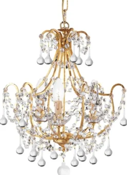 Casa Padrino Luxus Barock Kristall Kronleuchter Gold mit Patina Ø 40 x H. 50 cm - Barockstil Kronleuchter mit edlem Murano Glas - Edel & Prunkvoll - Luxus Qualität - Made in Italy