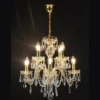 Casa Padrino Luxus Barock Kristall Kronleuchter Gold Ø 48 x H. 50 cm - Prunkvolle Messing Kronleuchter mit böhmischem Kristallglas - Barock Möbel - Edel & Prunkvoll