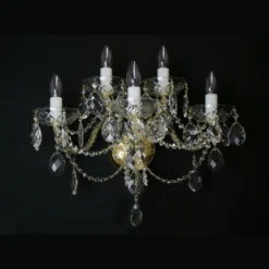 Casa Padrino Luxus Barock Kristall Wandleuchte Gold 53 x 28 x H. 41 cm - Prunkvolle Messing Wandleuchte mit böhmischem Kristallglas - Barock Möbel - Edel & Prunkvoll