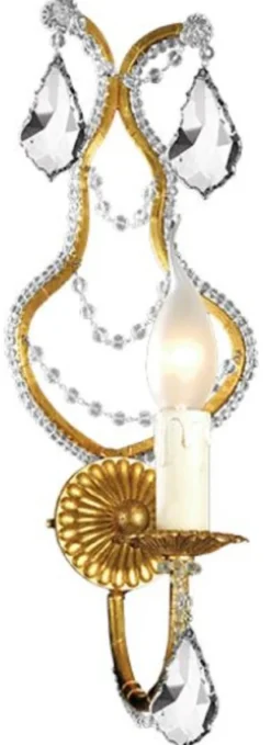 Casa Padrino Luxus Barock Kristall Wandleuchte Gold 14 x 15 x H. 38 cm - Elegante Metall Wandlampe mit edlem Böhmischem Glas - Barock Leuchten