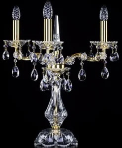 Casa Padrino Luxus Barock Kristall Tischleuchte Gold Ø 30 x H. 55 cm - Prunkvolle Schreibtischleuchte mit Böhmischem Kristallglas - Barock Kristall Leuchten