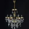 Casa Padrino Luxus Barock Kristall Kronleuchter Gold Ø 53 x H. 58 cm - Prunkvolle Messing Kronleuchter mit böhmischem Kristallglas - Barock Möbel - Edel & Prunkvoll