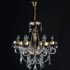 Casa Padrino Luxus Barock Kristall Kronleuchter Gold Ø 53 x H. 58 cm - Prunkvolle Messing Kronleuchter mit böhmischem Kristallglas - Barock Möbel - Edel & Prunkvoll