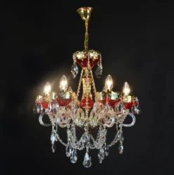 Casa Padrino Luxus Barock Kristall Kronleuchter Gold Ø 53 x H. 58 cm - Prunkvolle Messing Kronleuchter mit böhmischem Kristallglas - Barock Möbel - Edel & Prunkvoll