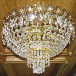 Casa Padrino Luxus Barock Kristallglas Deckenleuchte Gold Ø 45 cm - Barock Leuchten
