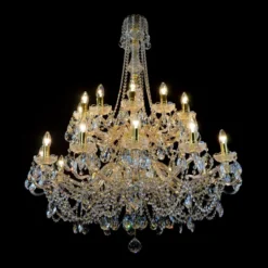Casa Padrino Luxus Barock Kristall Kronleuchter Gold Ø 95 x H. 120 cm - Prunkvolle Messing Kronleuchter mit böhmischem Kristallglas - Barock Möbel - Edel & Prunkvoll