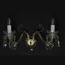 Casa Padrino Luxus Barock Kristall Wandleuchte Gold 45 x 20 x H. 25 cm - Prunkvolle Messing Wandleuchte mit böhmischem Kristallglas - Barock Möbel - Edel & Prunkvoll