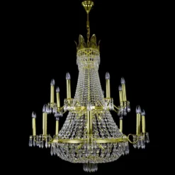 Casa Padrino Luxus Barock Kristall Kronleuchter Gold Ø 110 x H. 131 cm - Prunkvolle Messing Kronleuchter mit böhmischem Kristallglas - Barock Möbel - Edel & Prunkvoll