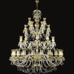 Casa Padrino Luxus Barock Kristall Kronleuchter Gold Ø 165 x H. 205 cm - Prunkvolle Messing Kronleuchter mit böhmischem Kristallglas - Barock Möbel - Edel & Prunkvoll