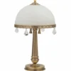 Casa Padrino Luxus Barock Kristall Tischleuchte Messing mit Patina / Weiß H. 56 cm