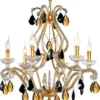 Casa Padrino Luxus Barock Kristall Kronleuchter Gold / Schwarz Ø 65 x H. 68 cm - Prunkvoller Kronleuchter mit Böhmischem Kristallglas - Luxus Qualität