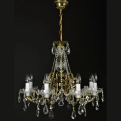 Casa Padrino Luxus Barock Kristall Kronleuchter Gold Ø 65 x H. 48 cm - Prunkvolle Messing Kronleuchter mit böhmischem Kristallglas - Barock Möbel - Edel & Prunkvoll