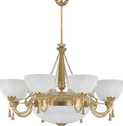 Casa Padrino Luxus Barock Kristall Kronleuchter Gold / Weiß Ø 95 cm