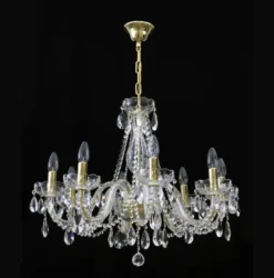Casa Padrino Luxus Barock Kristall Kronleuchter Gold Ø 65 x H. 60 cm - Prunkvolle Messing Kronleuchter mit böhmischem Kristallglas - Barock Möbel - Edel & Prunkvoll