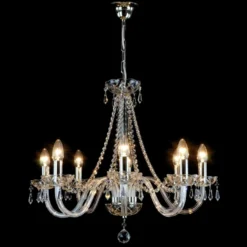 Casa Padrino Luxus Barock Kristall Kronleuchter Silber Ø 65 x H. 55 cm - Prunkvolle Messing Kronleuchter mit böhmischem Kristallglas - Barock Möbel - Edel & Prunkvoll