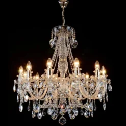 Casa Padrino Luxus Barock Kristall Kronleuchter Silber Ø 76 x H. 78 cm - Prunkvolle Messing Kronleuchter mit böhmischem Kristallglas - Barock Möbel - Edel & Prunkvoll