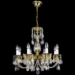 Casa Padrino Luxus Barock Kristall Kronleuchter Gold Ø 58 x H. 52 cm - Prunkvolle Messing Kronleuchter mit böhmischem Kristallglas - Barock Möbel - Edel & Prunkvoll
